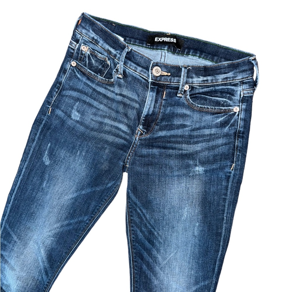 Express Repreve Ankle Legging Mid Rise Dark Wash Jeans Women’s Size 2R - Picture 3 of 7